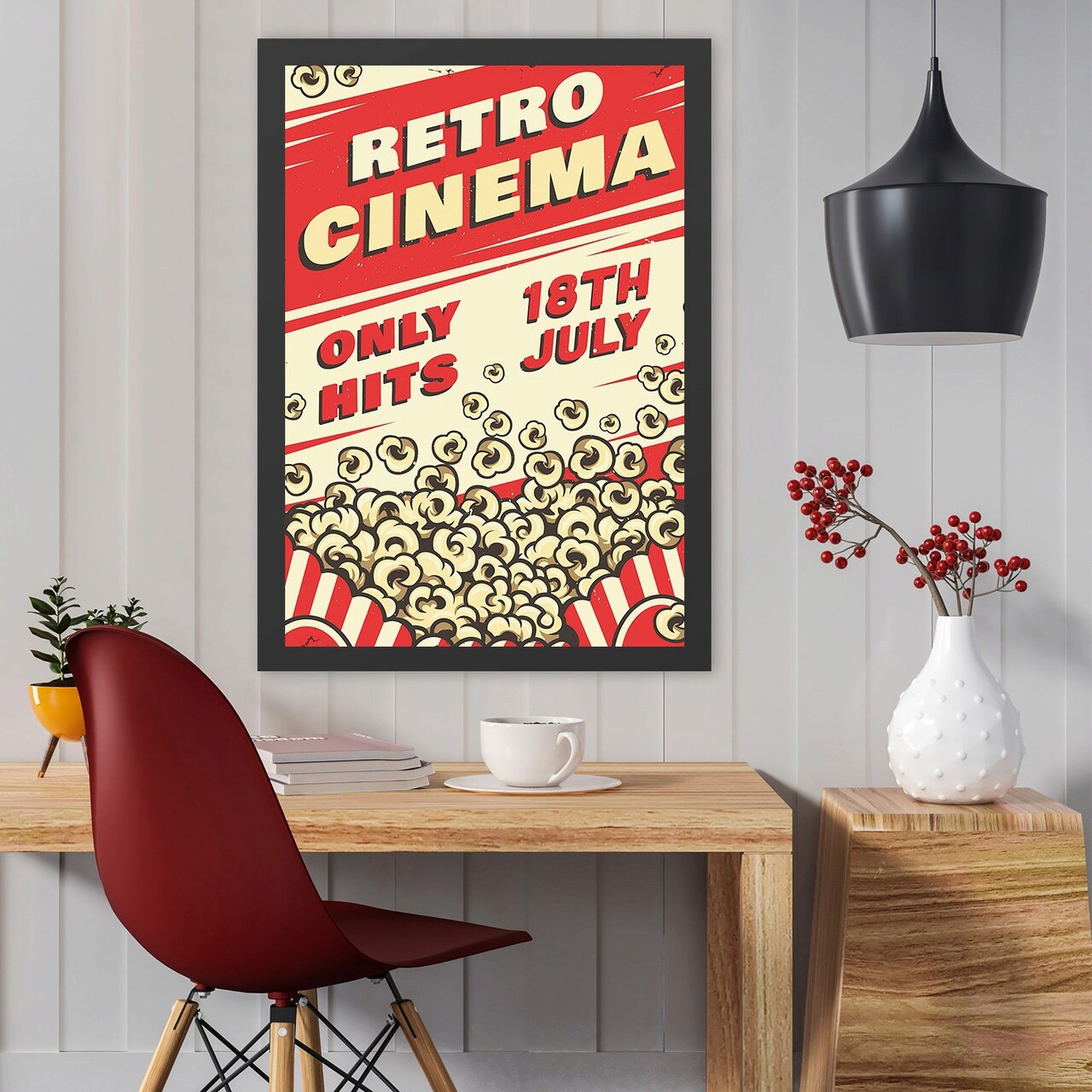Tablou decorativ, Retro Cinema (55 x 75), Polistiren, Crem / Roșu - imagine 3
